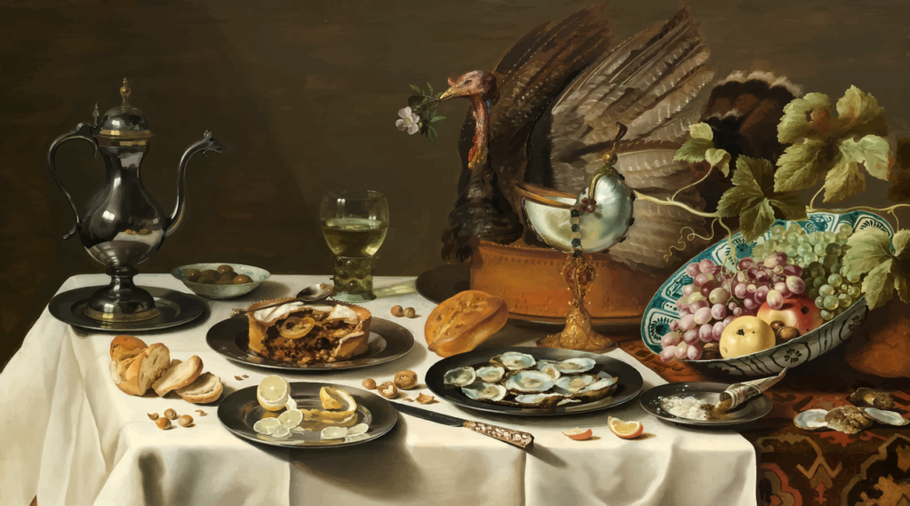 A painting of a thanksgiving culinary experience