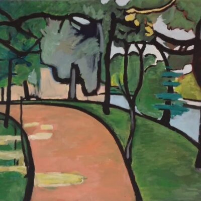 This is an acrylic on canvas painting. It is a study of Henri Matisse's "The Path in the Bois de Boulogne"